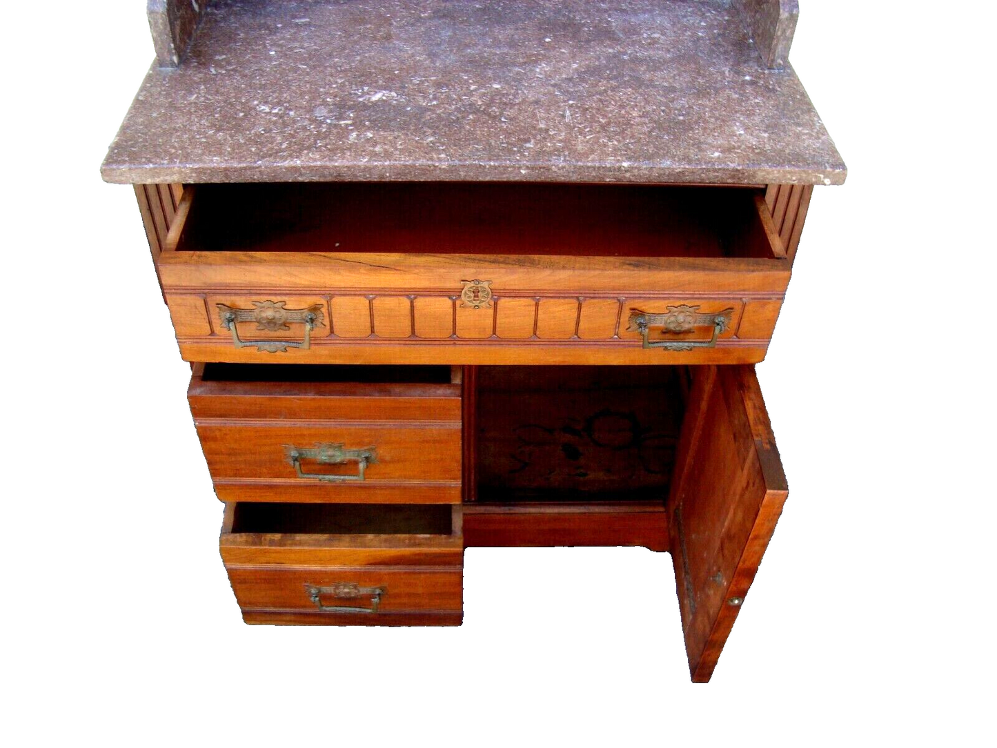 61939  Marble Top Victorian Washstand Dresser Chest Nightstand