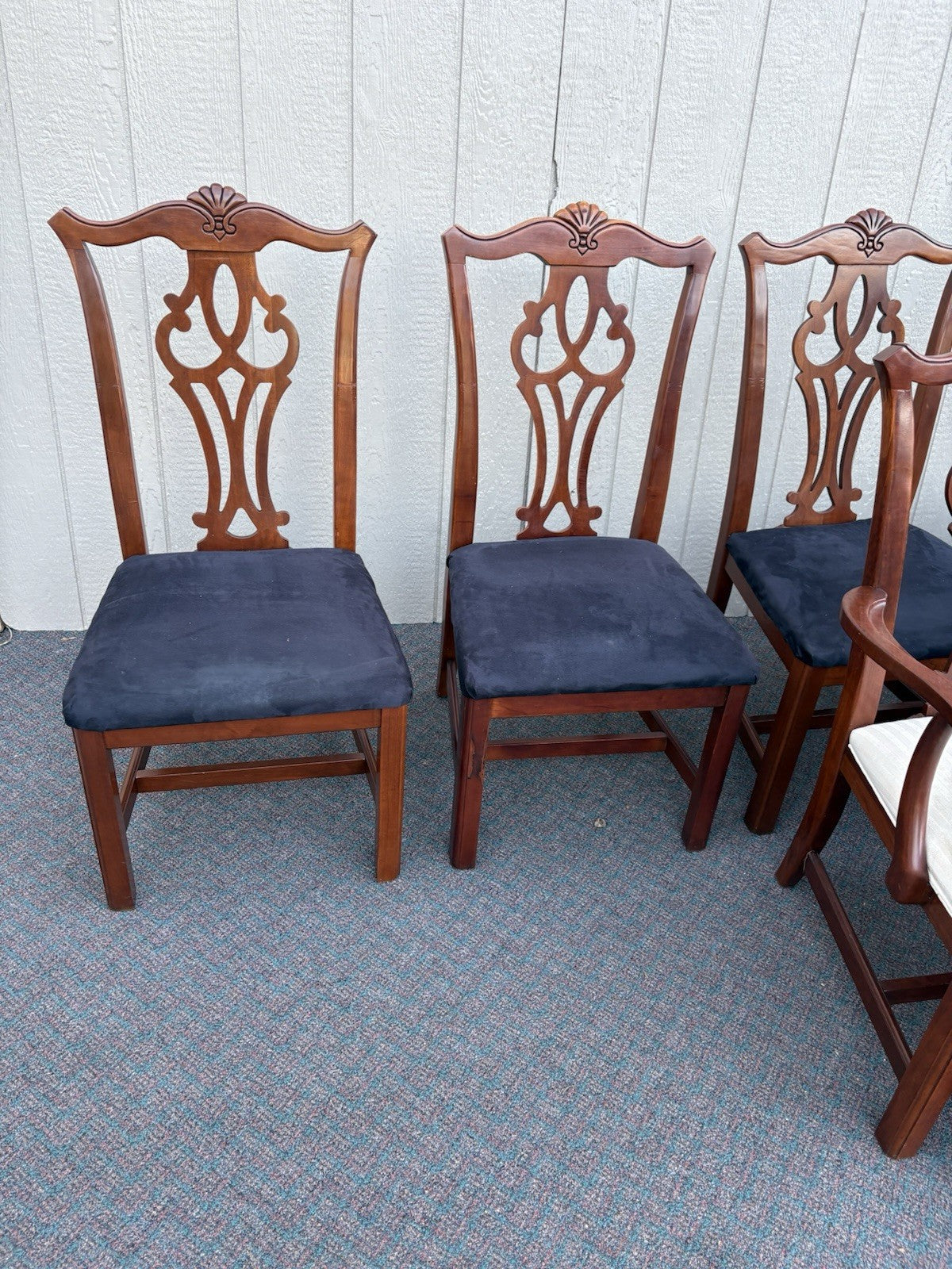67163 Set of 8 Mahogany SUMTER Cabinet  Dining Chair s