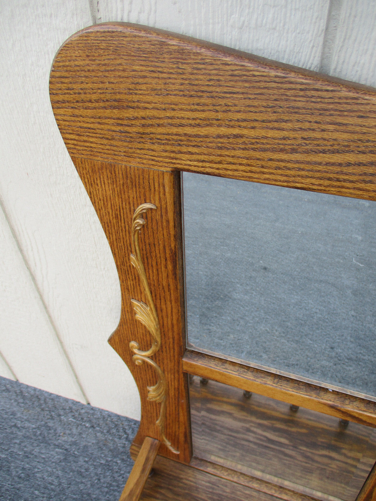 62901 Oak Whatnot Wall Curio Shelf with Beveled Mirrors