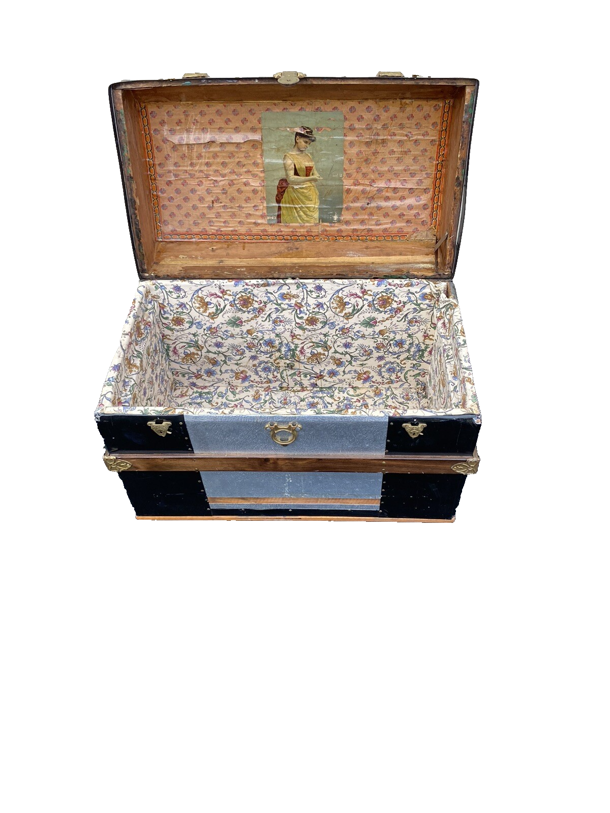 66220 Antique Dome Top Trunk Blanket Chest Storage Chest