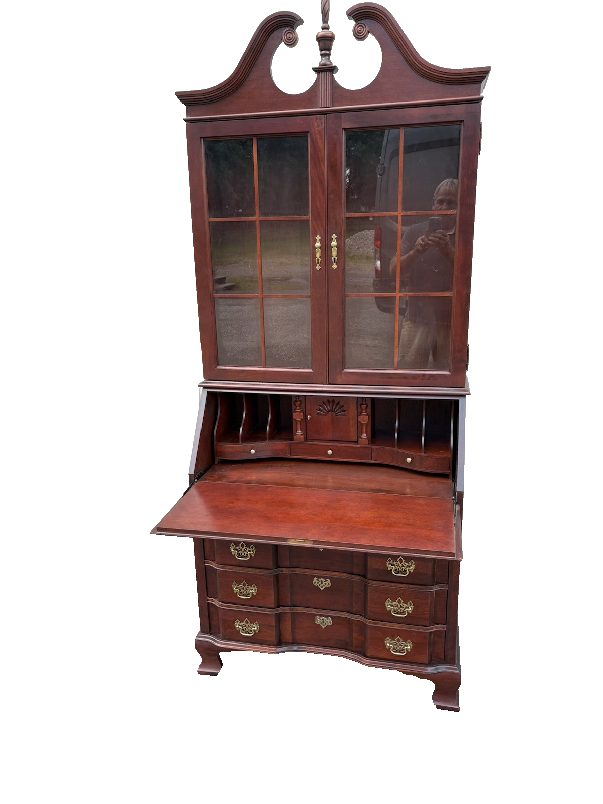 66938 Jasper Furniture Cherry Secretary Desk w/ Bookcase Top
