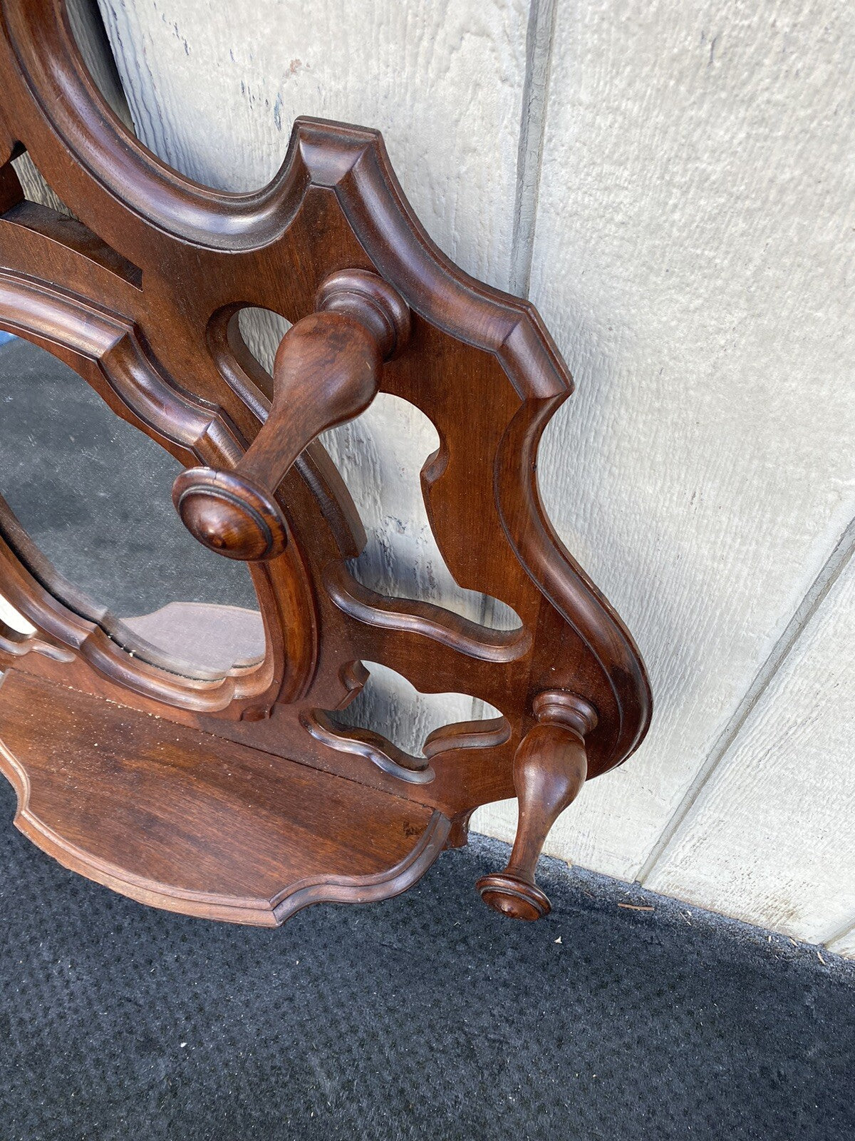 64821 Antique Victorian Walnut Hatrack Wall Mirror