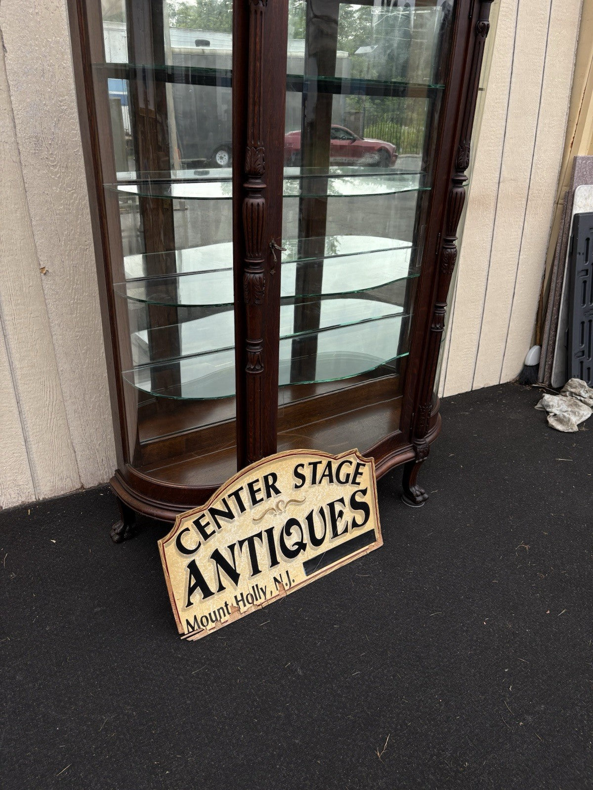 66105  Quality Antique Victorian Oak Curio China Cabinet