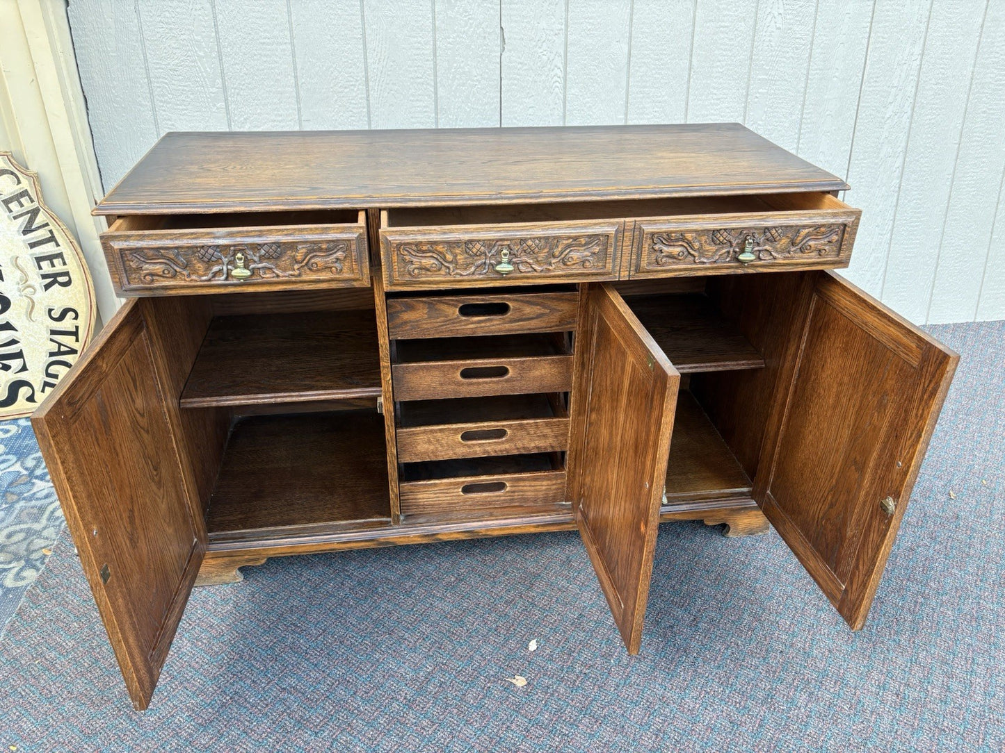 67134 FEUDAL Oak Sideboard Server Cabinet