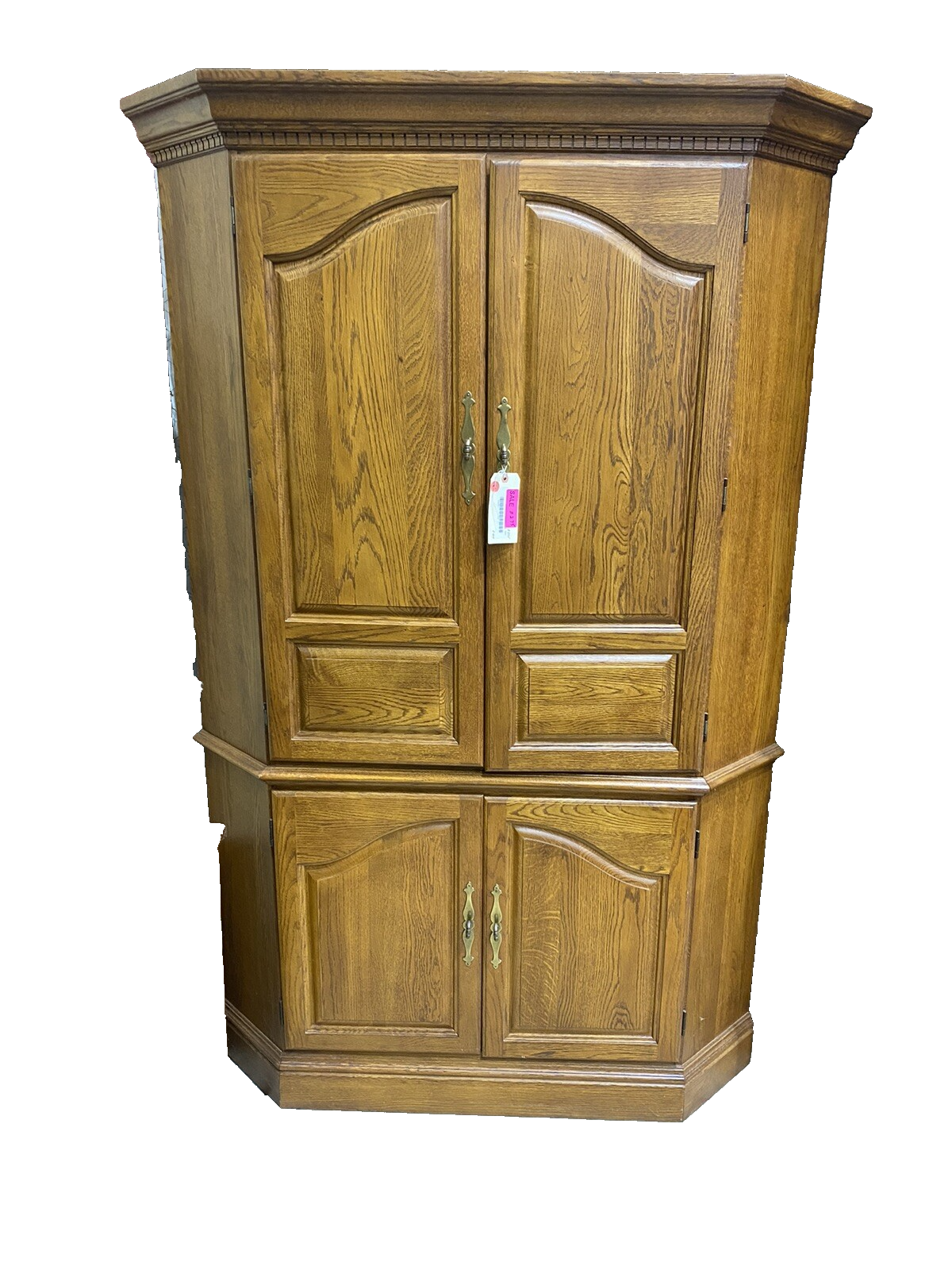 62857 Oak Corner Cabinet Television Stand Entertainment Cabinet