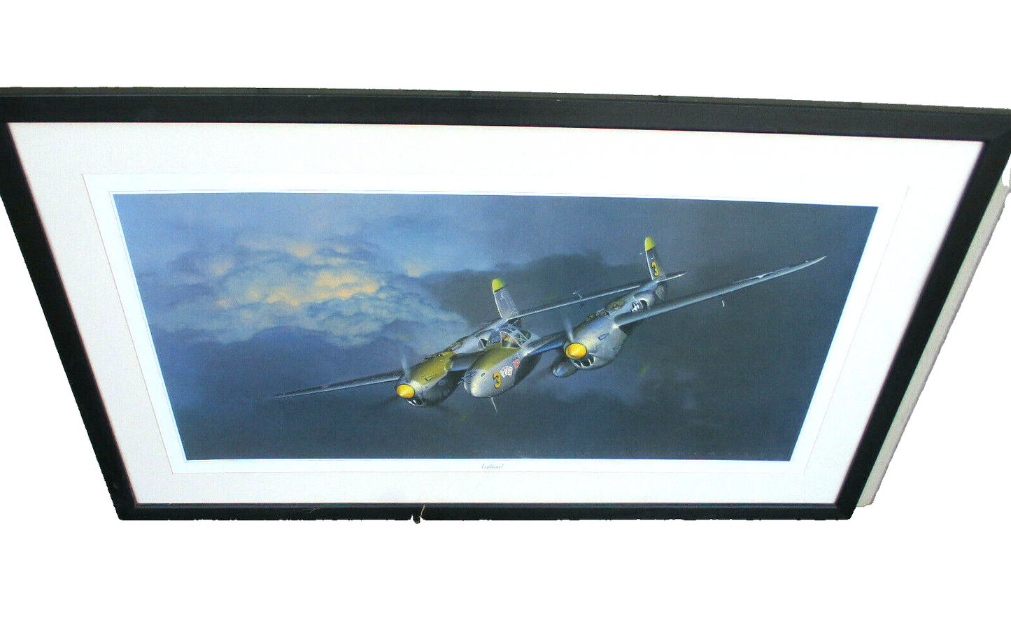 ES 6: Aviation Art Plane Junkie Lightning! Artist Jack Fellows P-38 Print wFrame