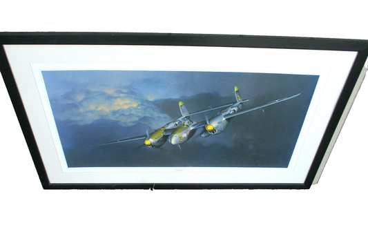 ES 6: Aviation Art Plane Junkie Lightning! Artist Jack Fellows P-38 Print wFrame
