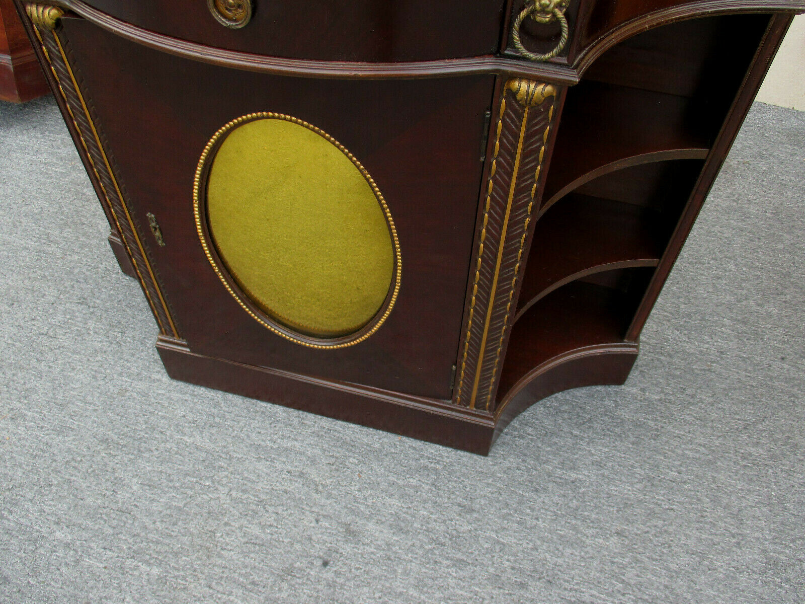 62447 Mahogany Credenza Sideboard Server Cabinet with Gold Mirrored Insert