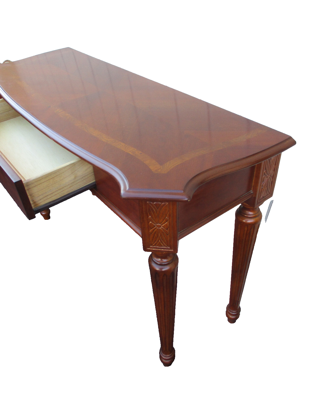 63917   Banded Mahogany Console Hall Table Stand