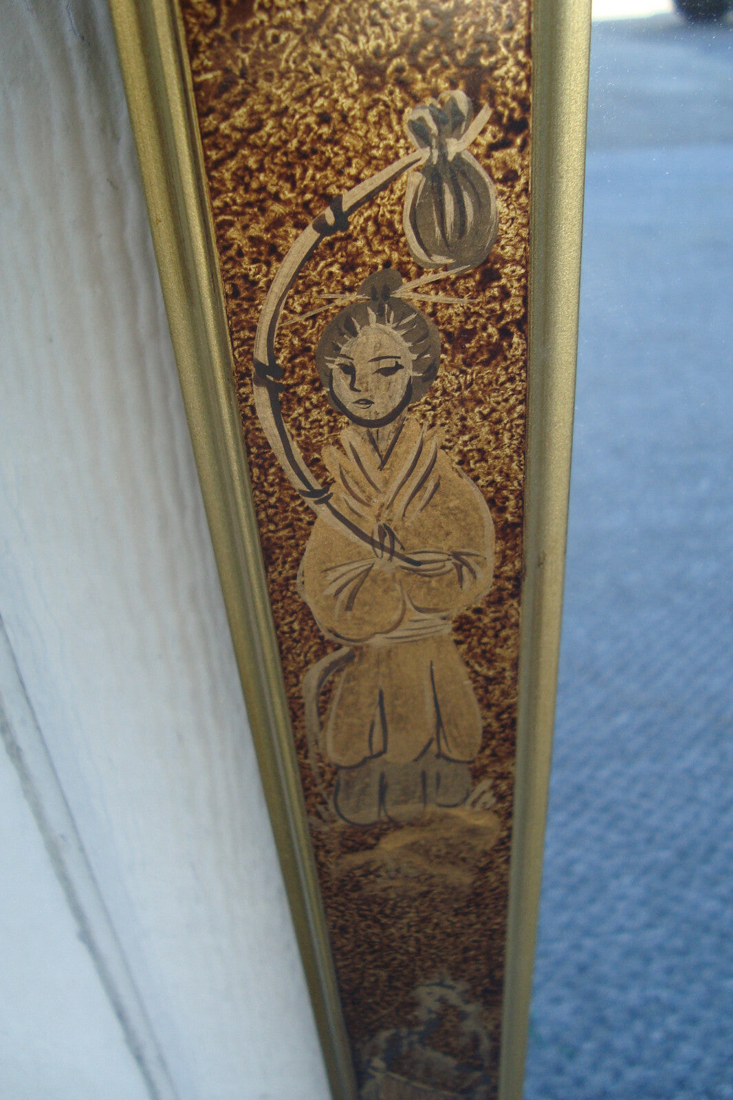 61891  Tall Oriental Decorator Wood Mirror