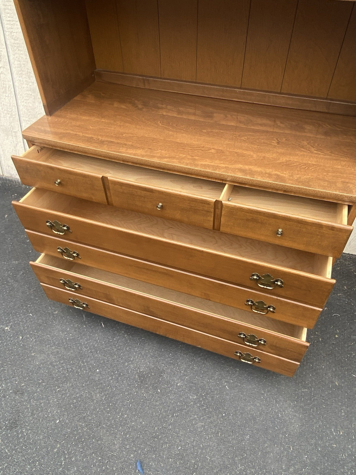 66554 Ethan Allen Maple  Cabinet with Bookcase Top