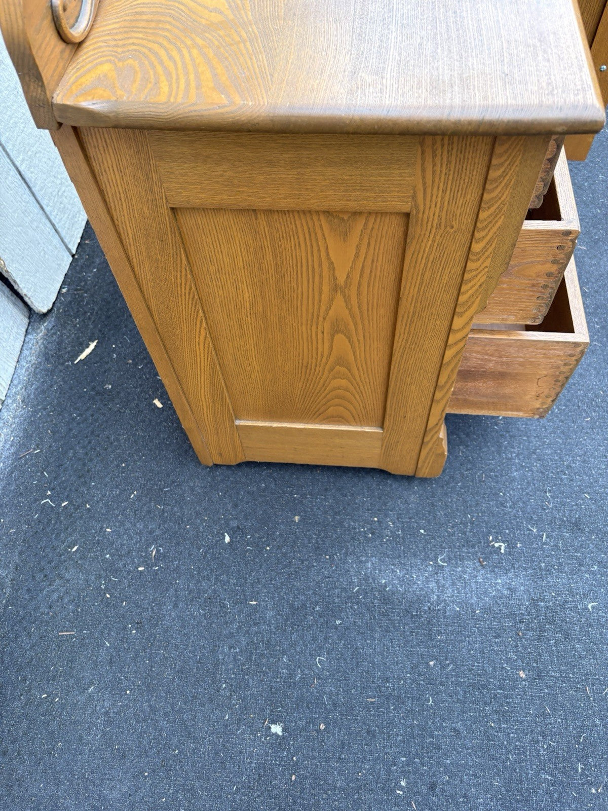 66730 Antique Victorian Oak Washstand Dresser Chest with Carved Backsplash