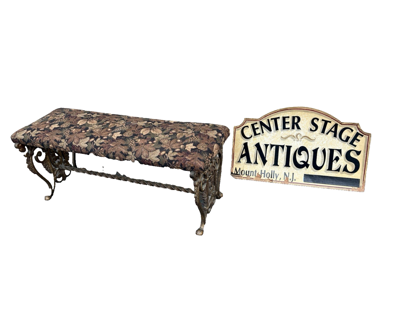 66833 Wrought Iron Window Bench with Fairey Figures on sides