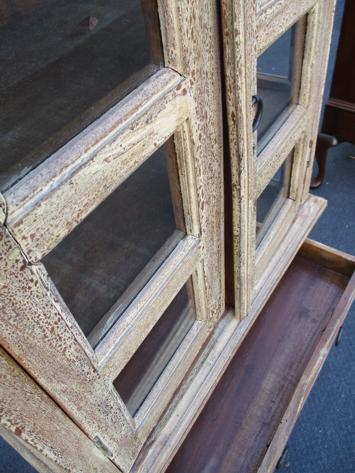 63592 Rustic Primative 2 piece Country Cabinet Curio 