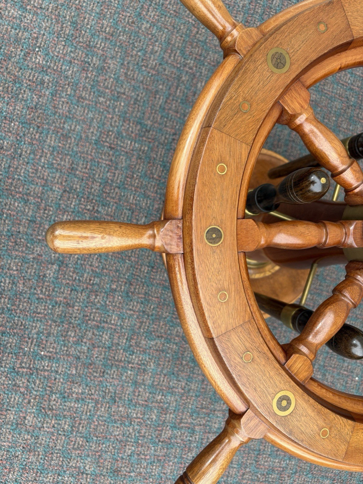 67164 Original Ships Wheel With Glass Top Coffee Table