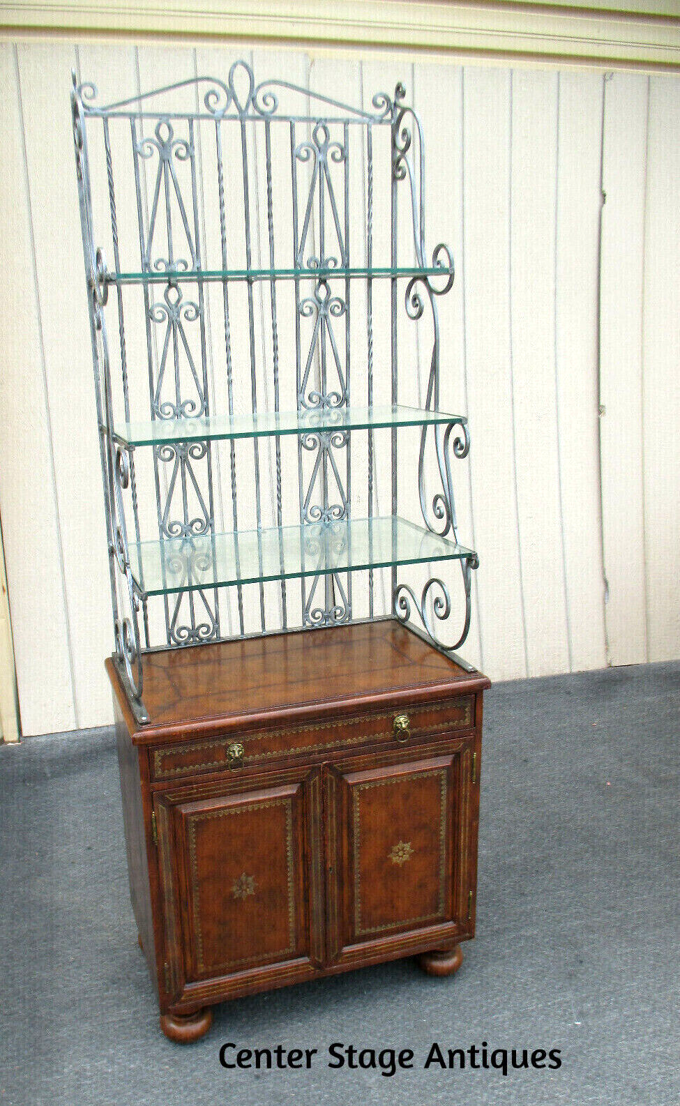63008 Wrought Iron Bakers Rack Kitchen Cabinet Curio Etergie
