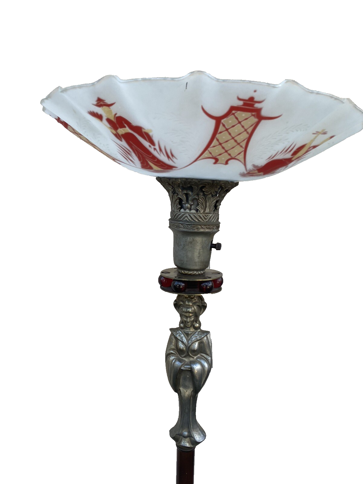 65619  Oriental Figural Torch Lamp Light