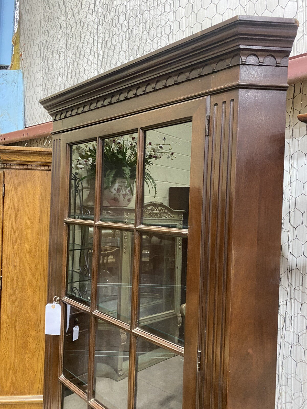 65051 Custom Hand Made Mahogany Corner China Cabinet Curio