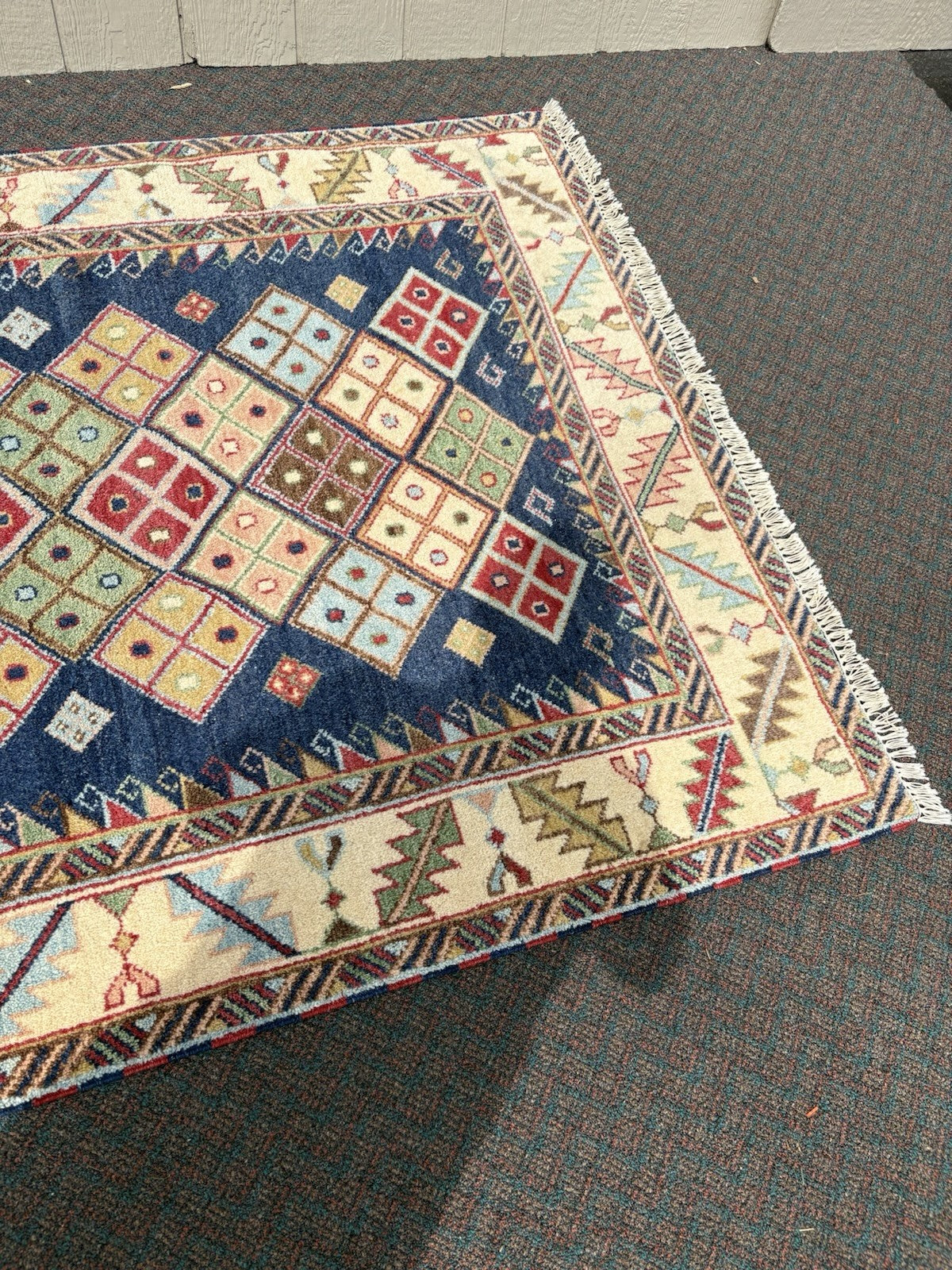 RUG 12: Oriental Wool KAZAK WEAVE TRIBAL TWO  Rug Carpet SIZE 57" x 83"