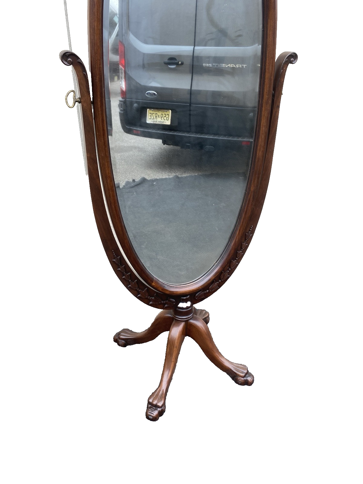 66367 Chevel Antique Mahogany Dressing Mirror w/ Claw Feet