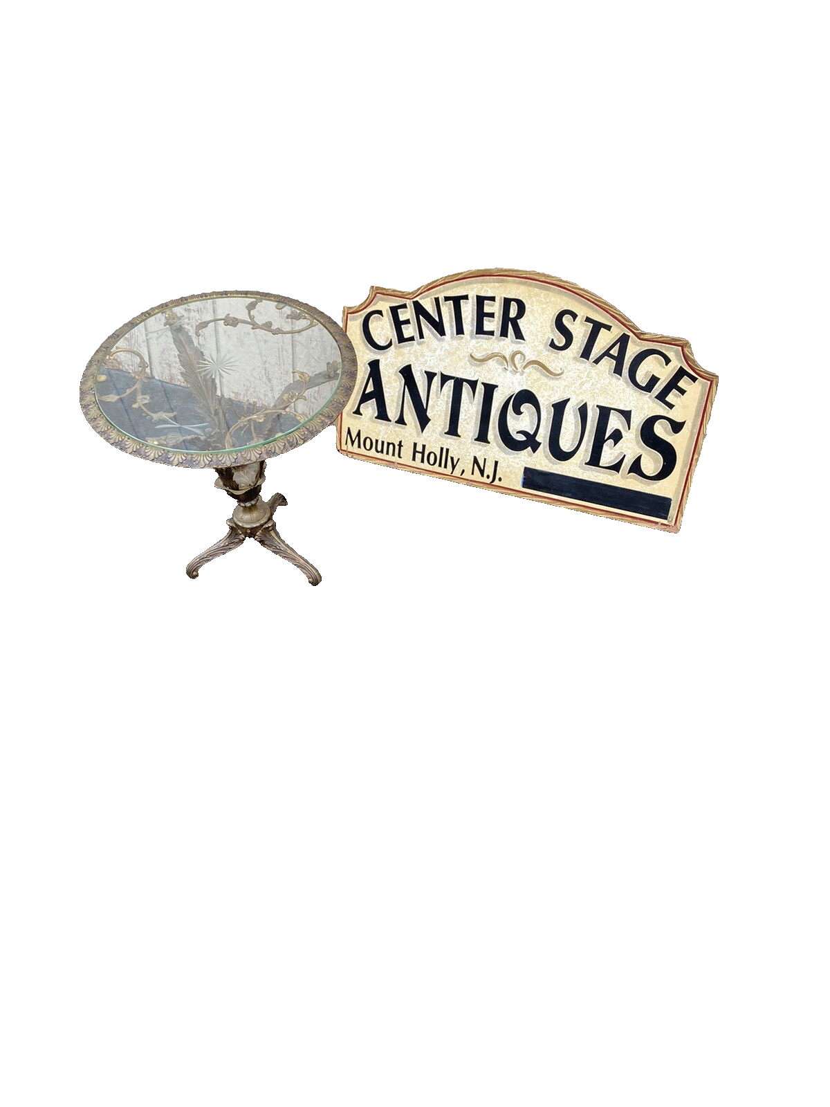 65128 Bronze ?? Decorator Coffee Table with Beutiful Etched  Glass Top Stand