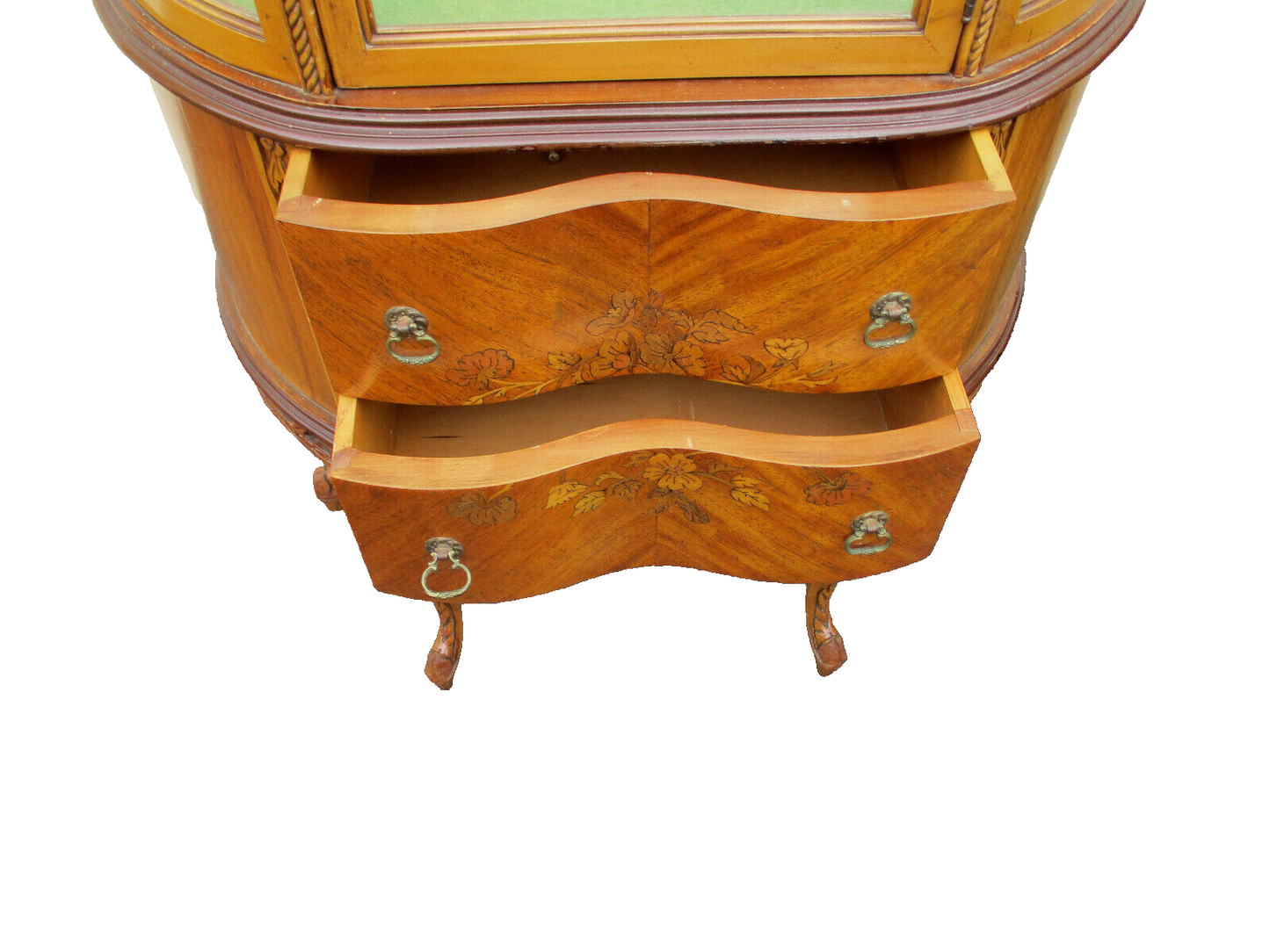 63337 Inlaid Bow Glass Curio China Cabinet