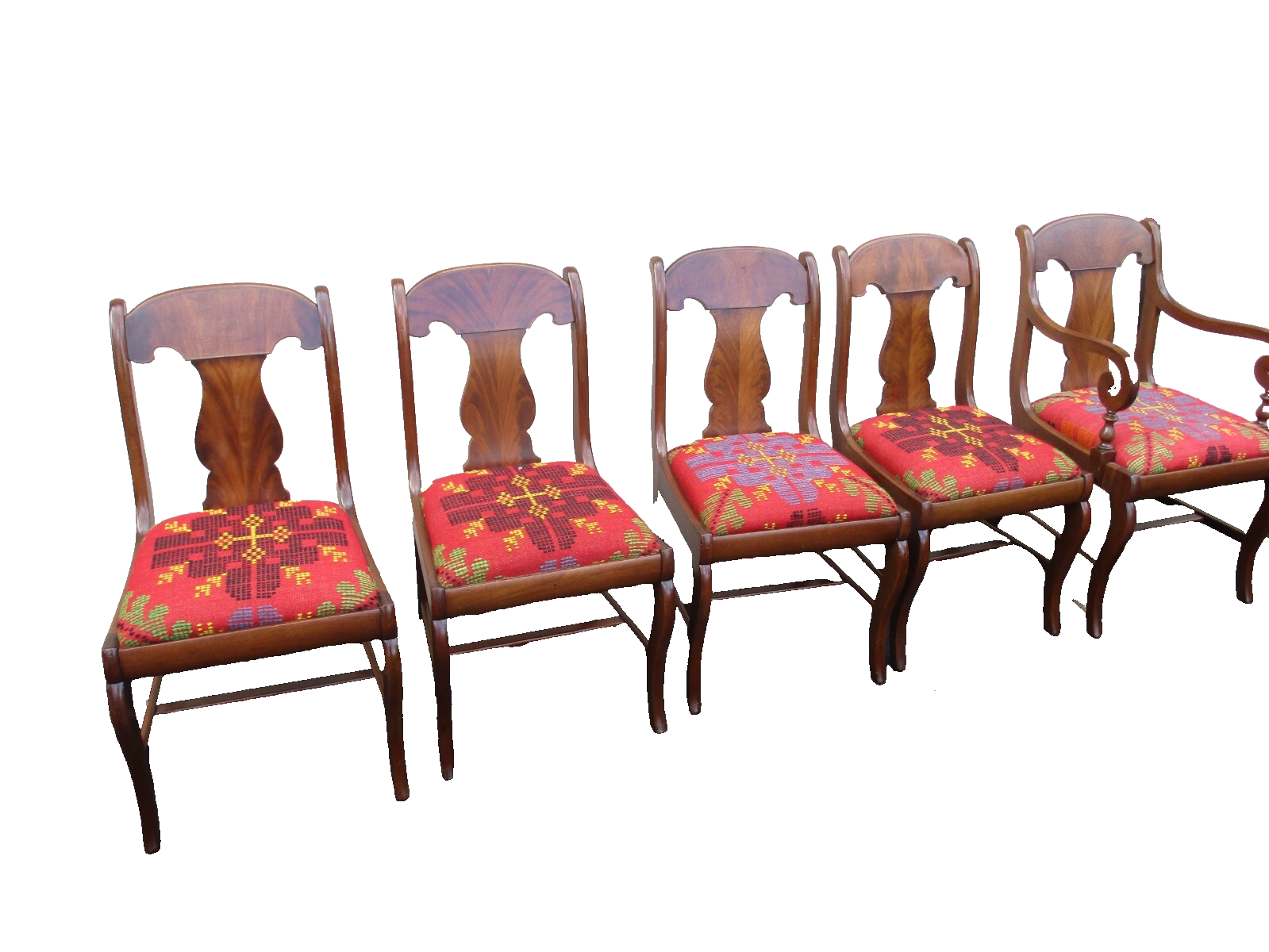 64103  Set 5 Antique Mahogany Dining Chairs Chair s