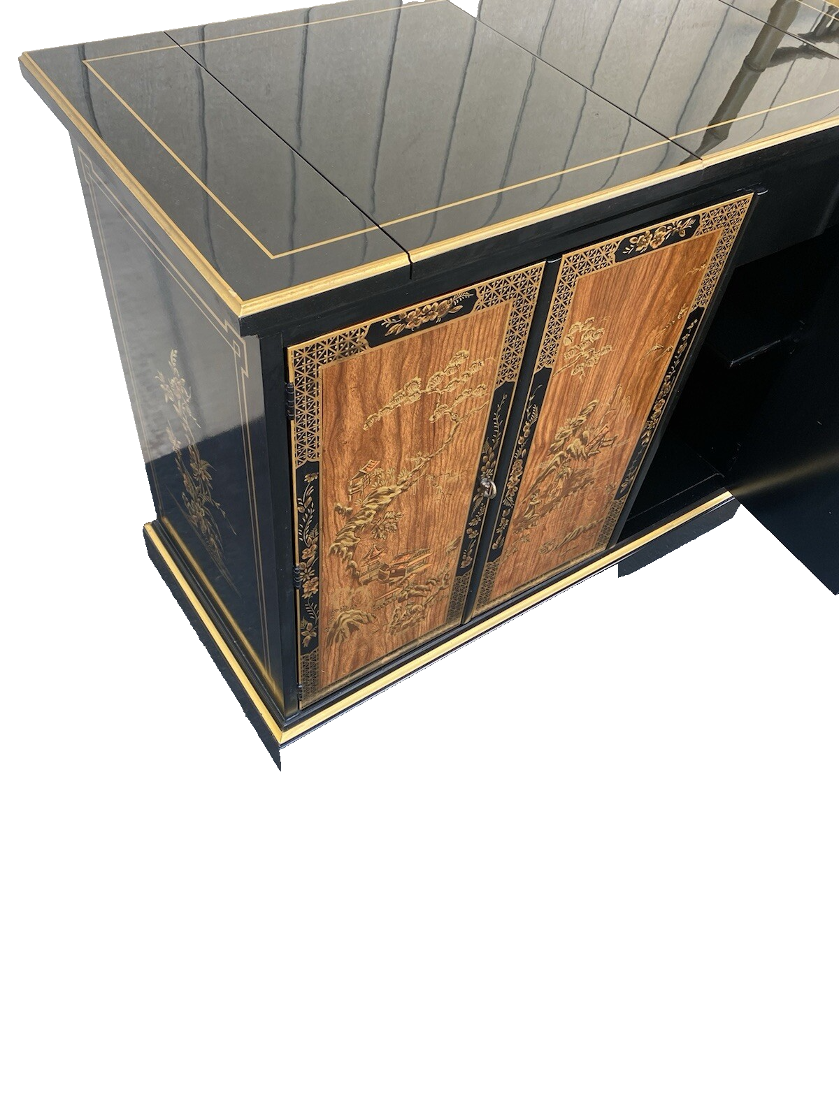 65857  DREXEL Oriental Bar Cart Server Sideboard with Flip top