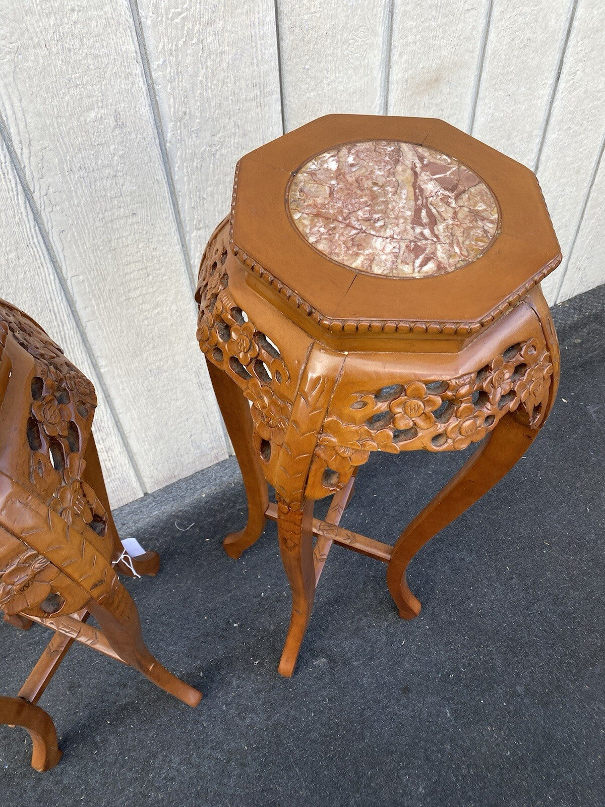 65413 PAIR Oriental Plant Pedastal Stand s Table s