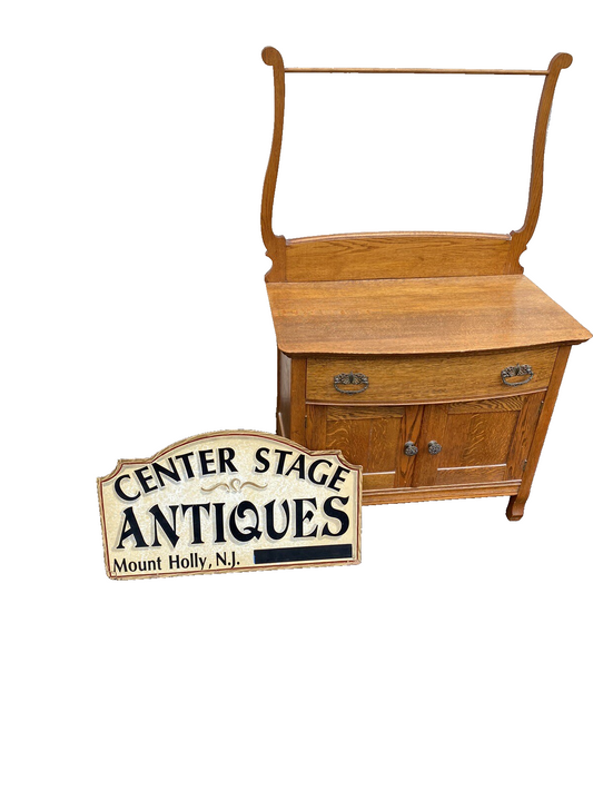 65145   Antique Victorian Oak Washstand Dresser