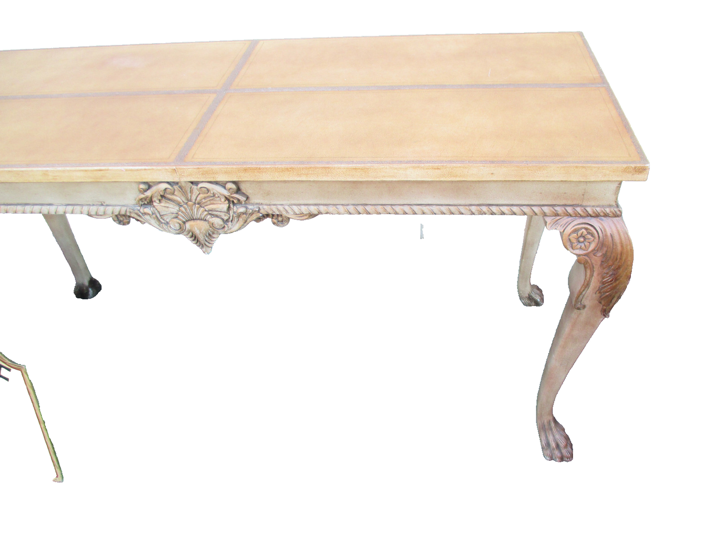 63923 Leather Top Decorator Console Hall Table Sideboard Server