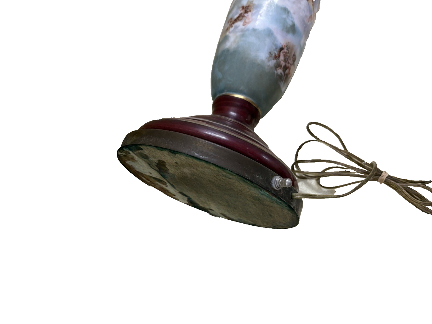 65041 Pair Antique Porcelaine Table Lamps with Cherubs