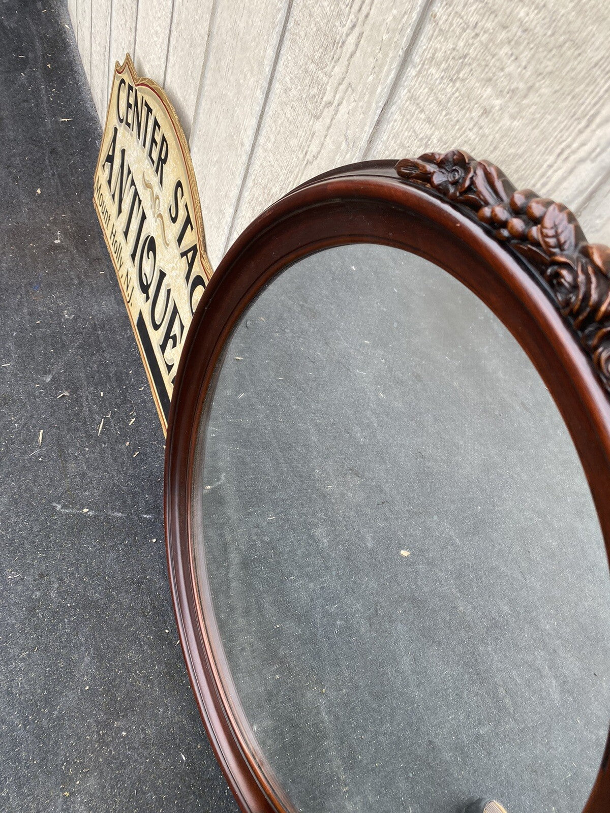 65177 Solid Mahogany Hand Made Oval Mirror