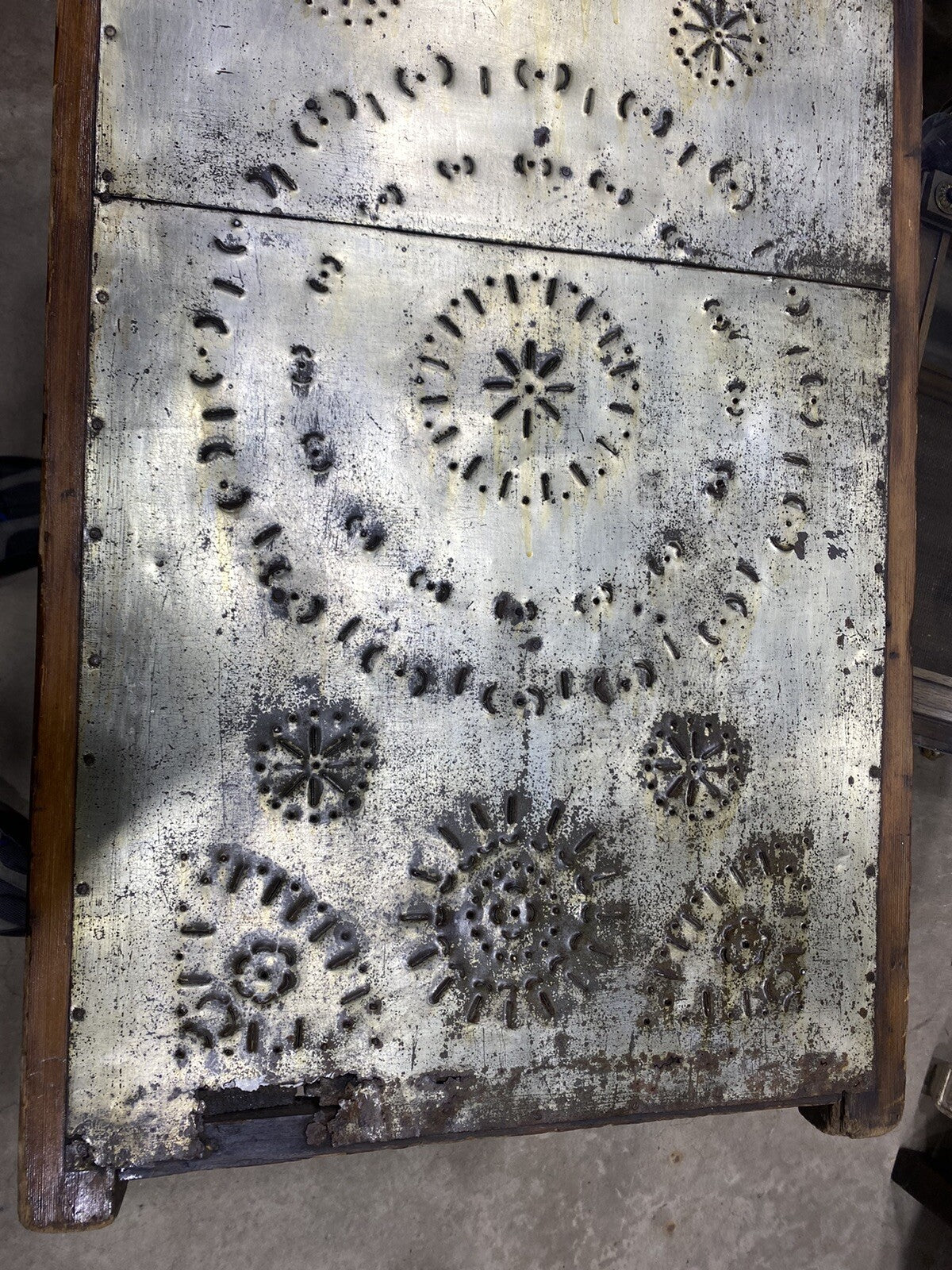 64589 Antique Pie Safe Punched Tin Horse Design