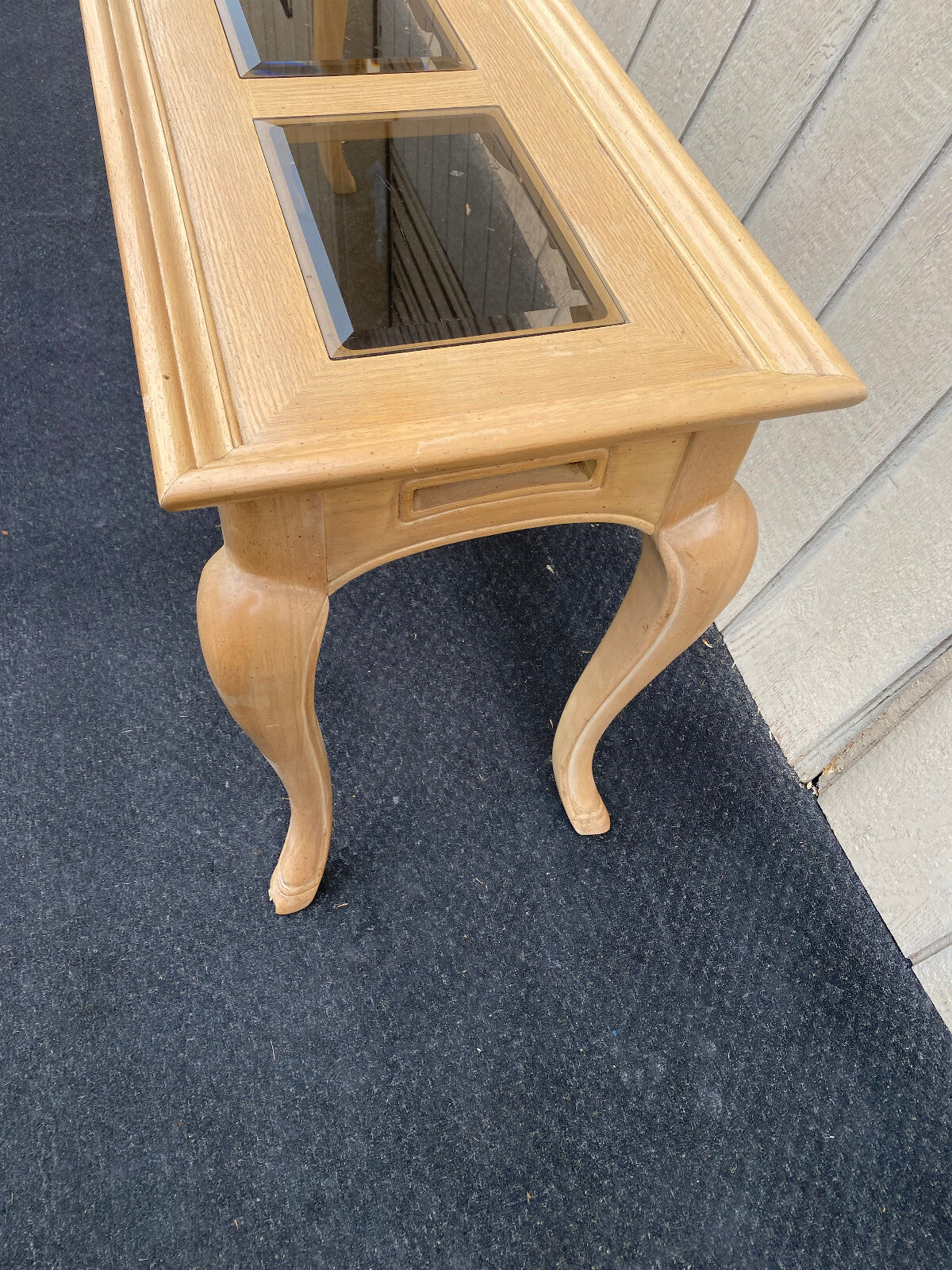 64557   Romantic Shabby Console Hall Table Stand Glass Inserts