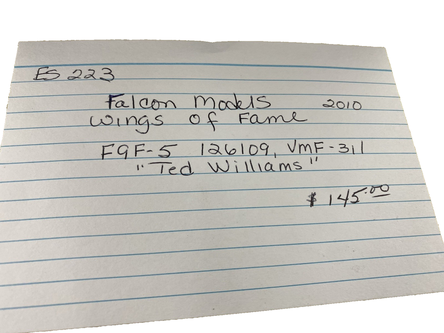 ES 223:    Falcon Models 2010 Wings of Fame F9F-5   126109   VMF -311  airplane