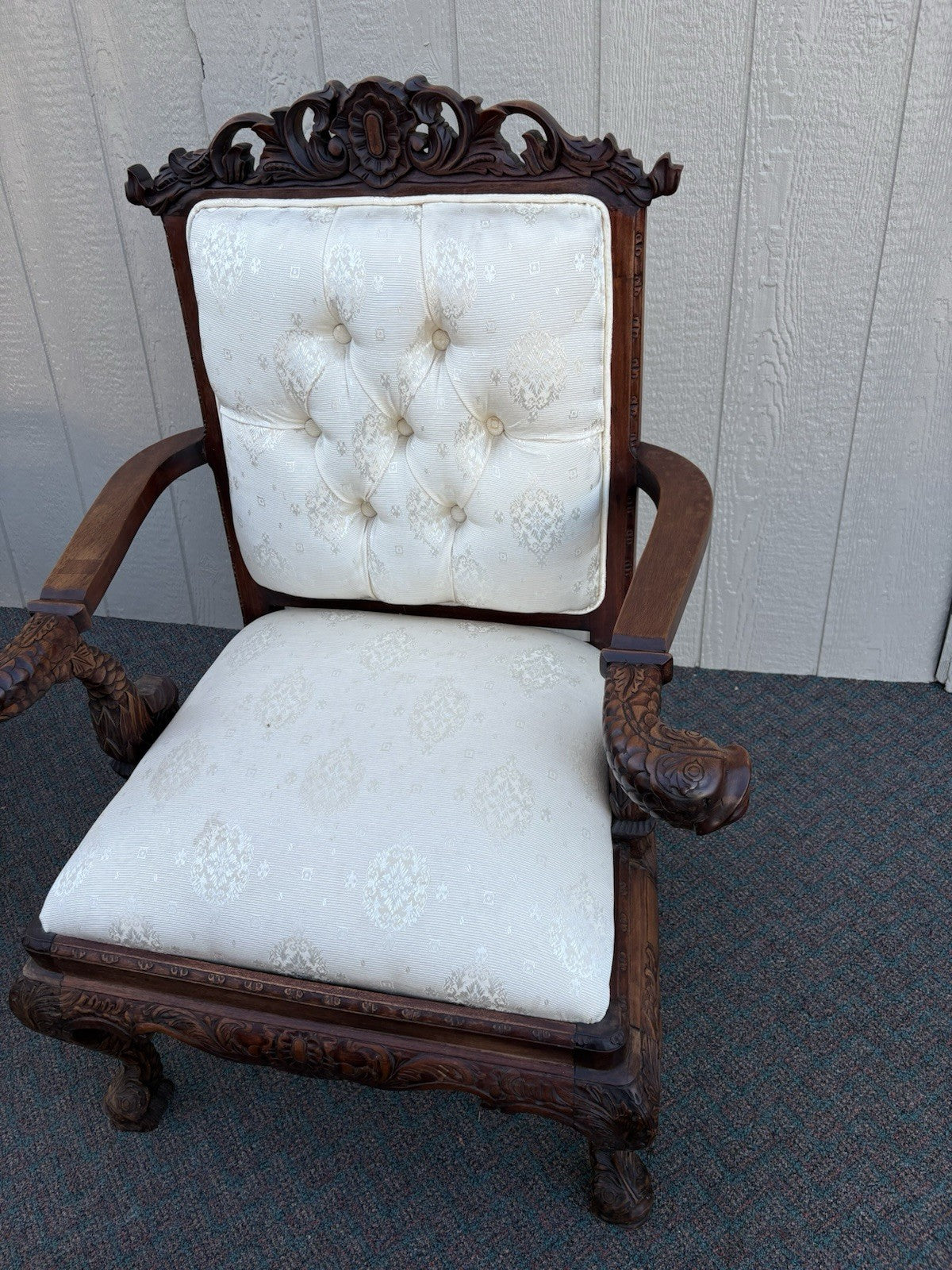 67096 Custom Hand Carved Figural Armchair Chair