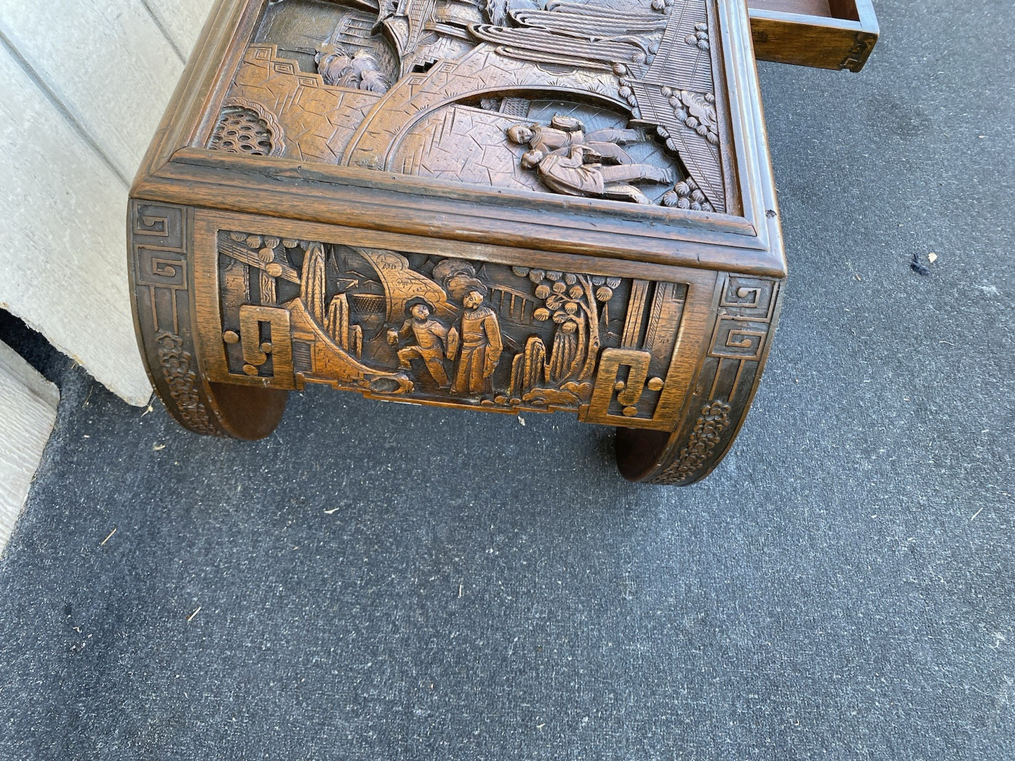 66349 Oriental Hand Carved Coffee Table Stand w/ drawer