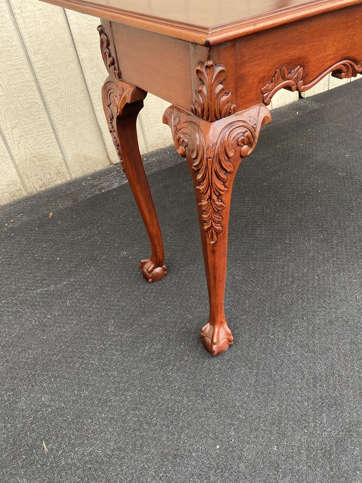 64531 Banded Mahogany  Ball And Claw Foot Carved Flip Top Game ? Dining  Table