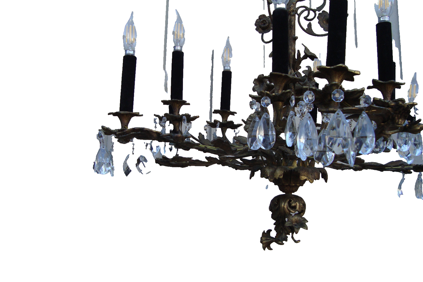 59685  BRONZE and Crystal Hanging Chandelier Light Fixture