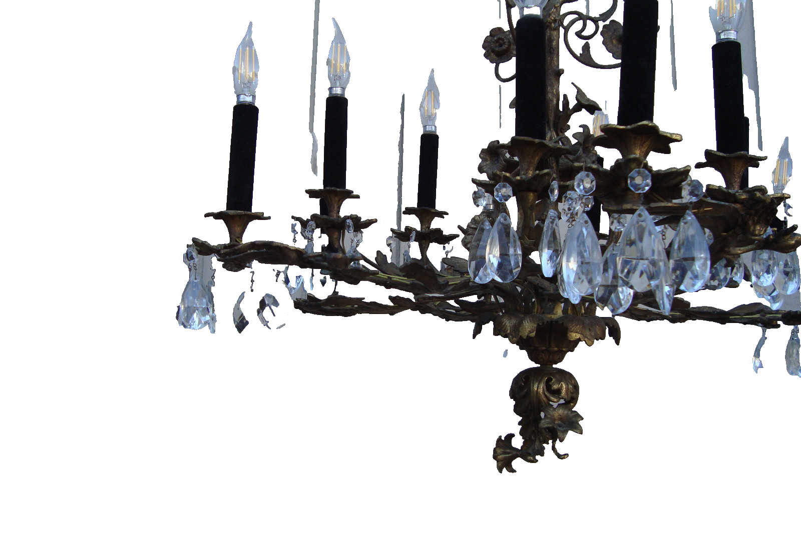 59685  BRONZE and Crystal Hanging Chandelier Light Fixture