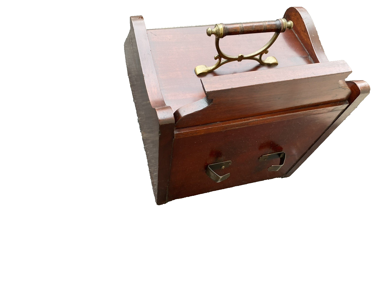 66553 Antique Hand Carved  Mahogany Coal Bin Storage Cabinet