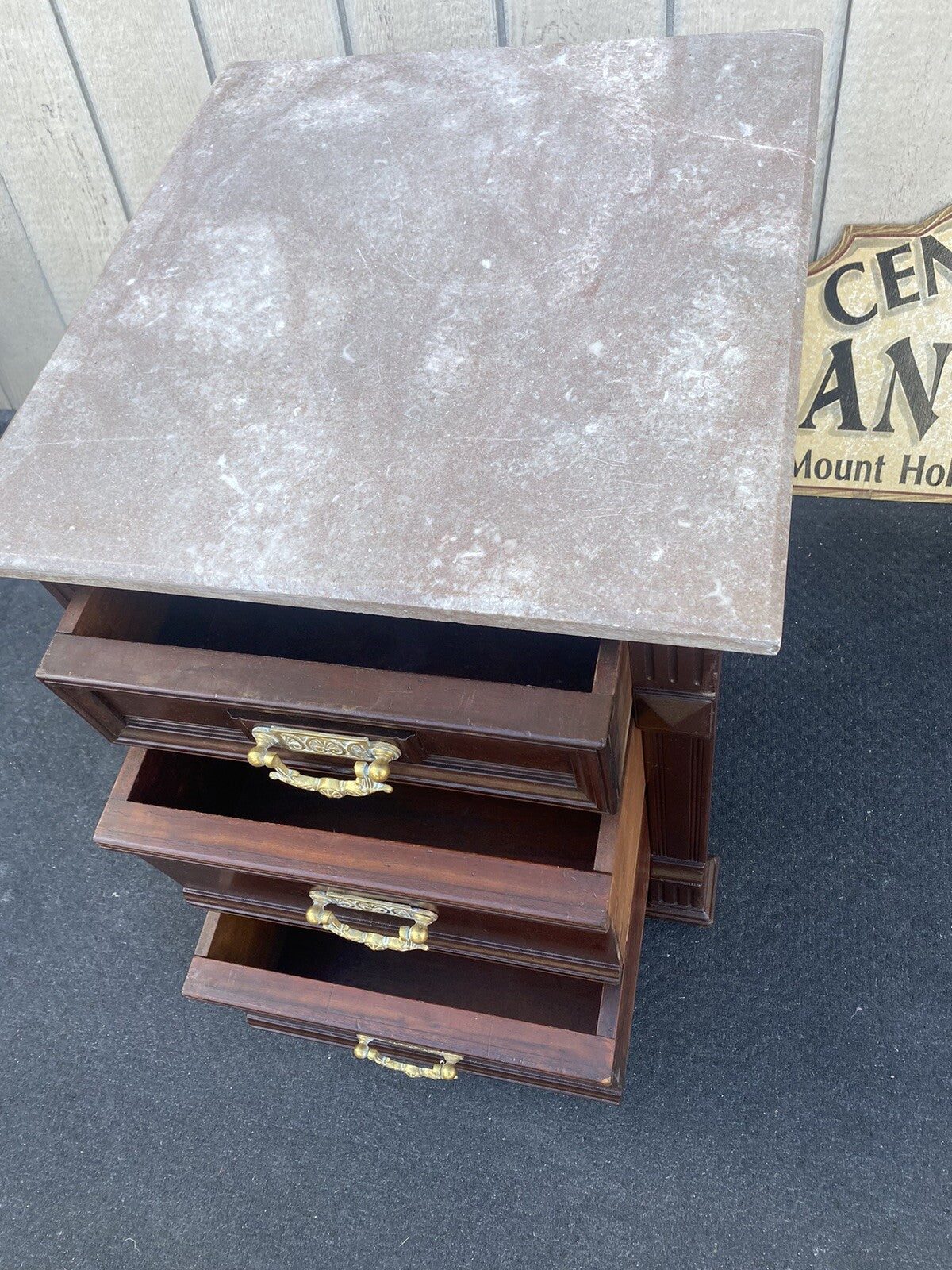 64722 Antique Victorian Marble Top Nightstand End Table Stand