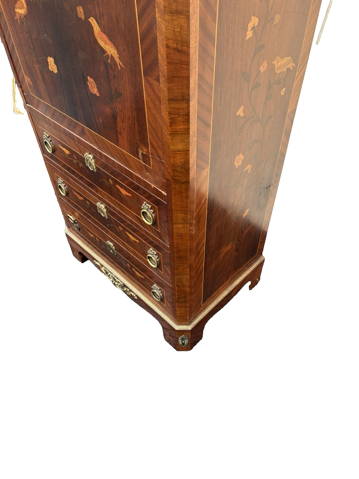 66581   Inlaid Marble Top  Louis XV Slant Front Desk Cabinet