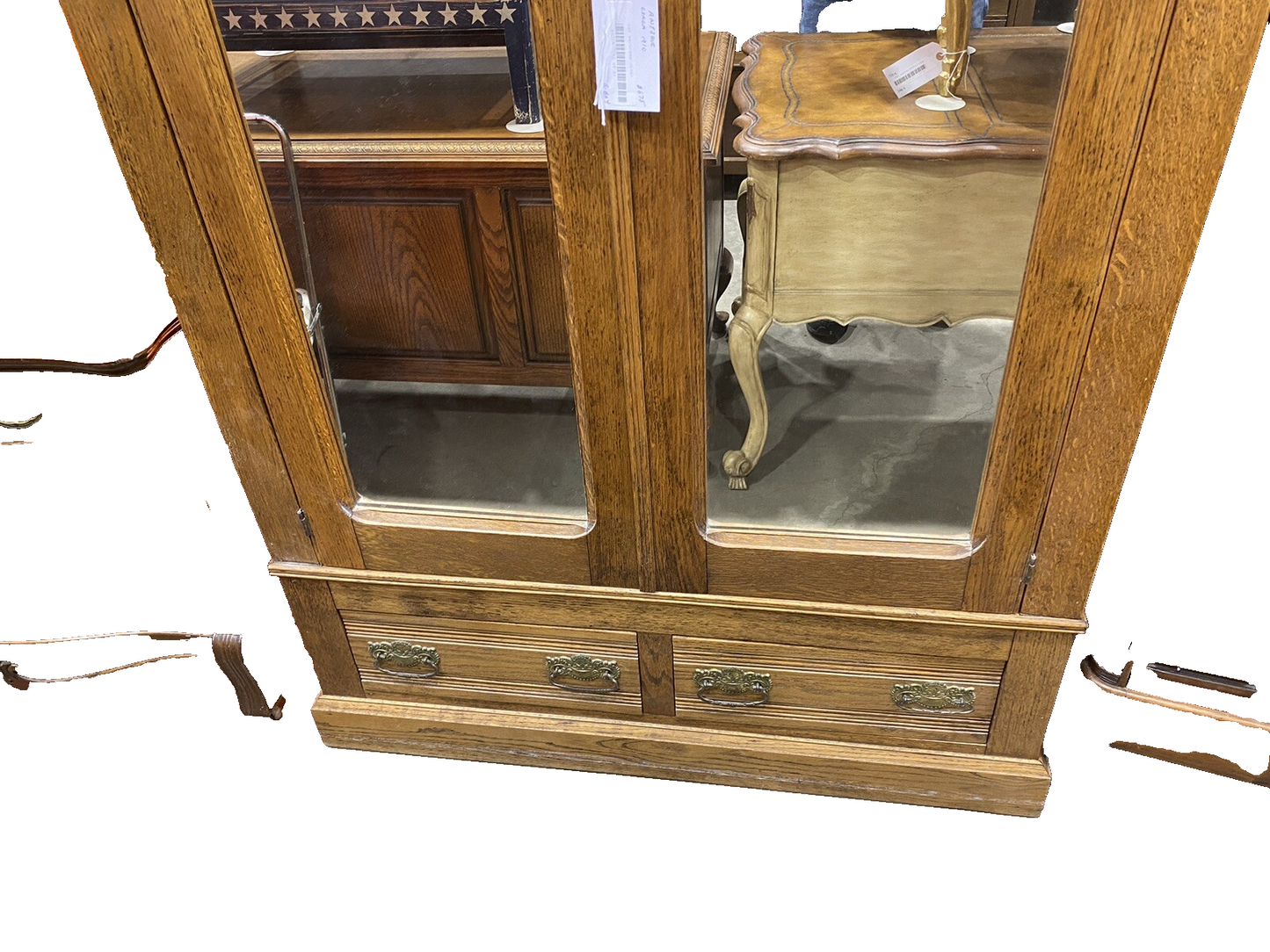 65564   Antique Victorian Oak 2 Door Wardrobe Cabinet