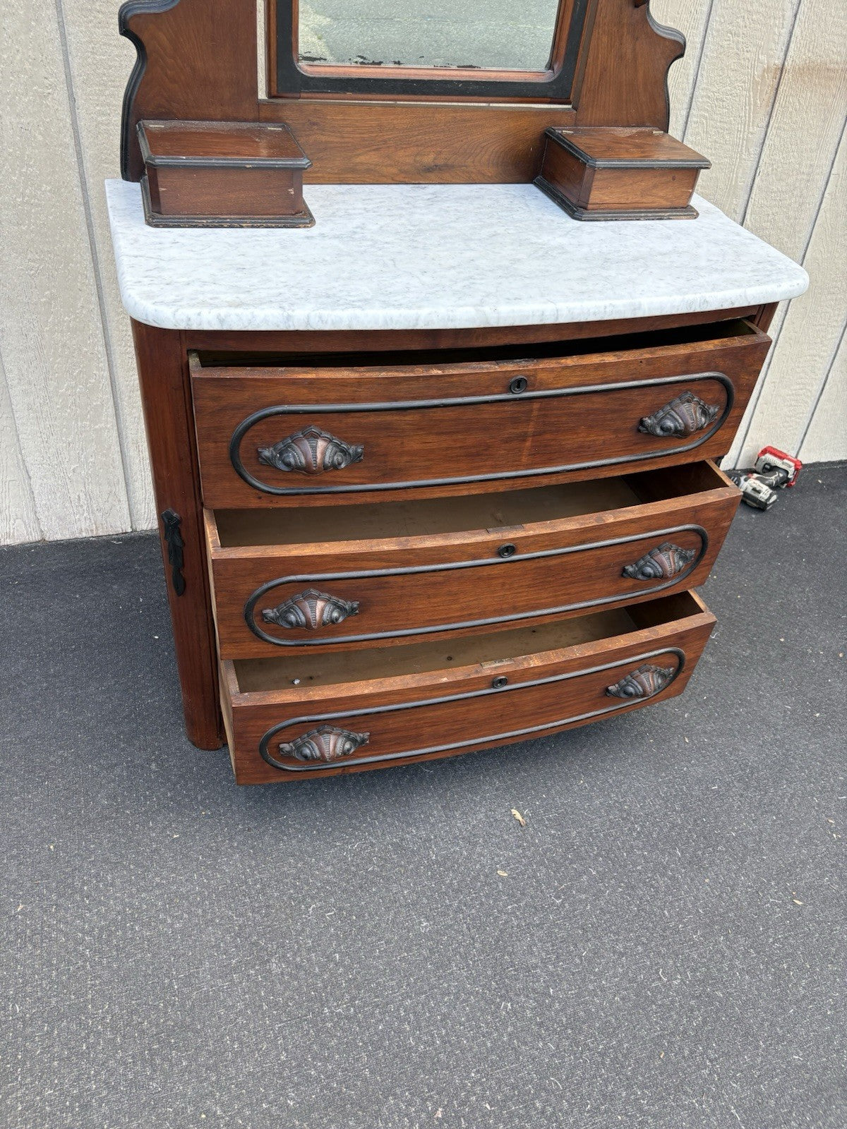 66669  Antique Victorian Marble Top Dresser with Mirror