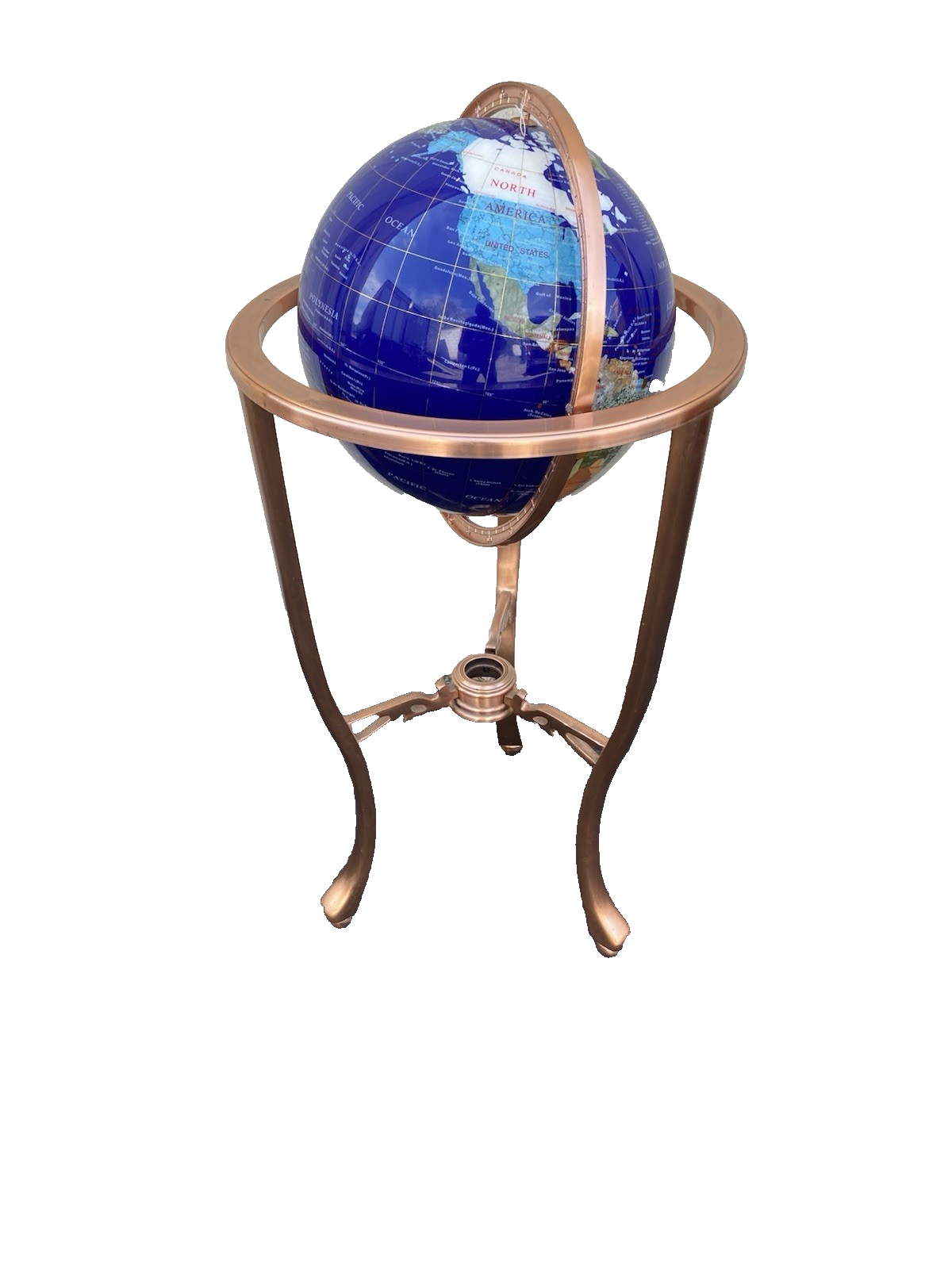 66617 World Revolving Globe on Copper Stand