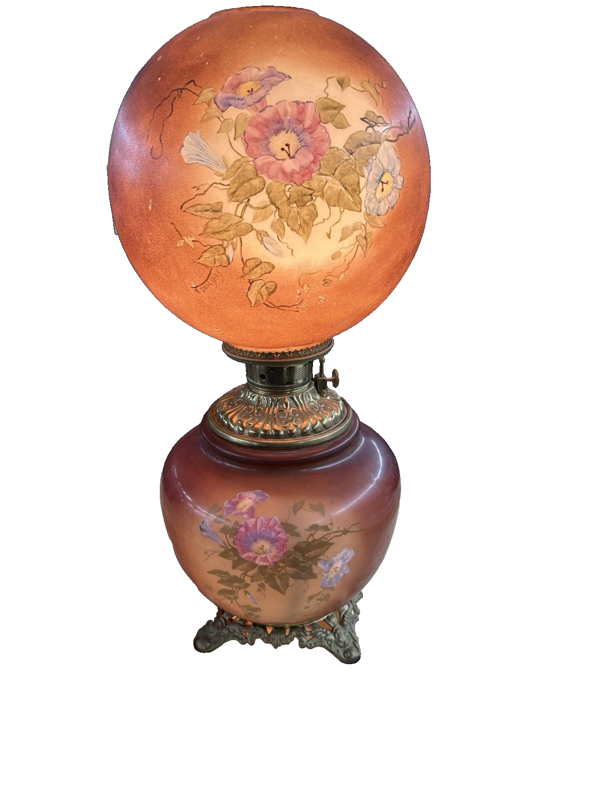 66592   Antique Gone with The Wind Electrified Oil Lamp