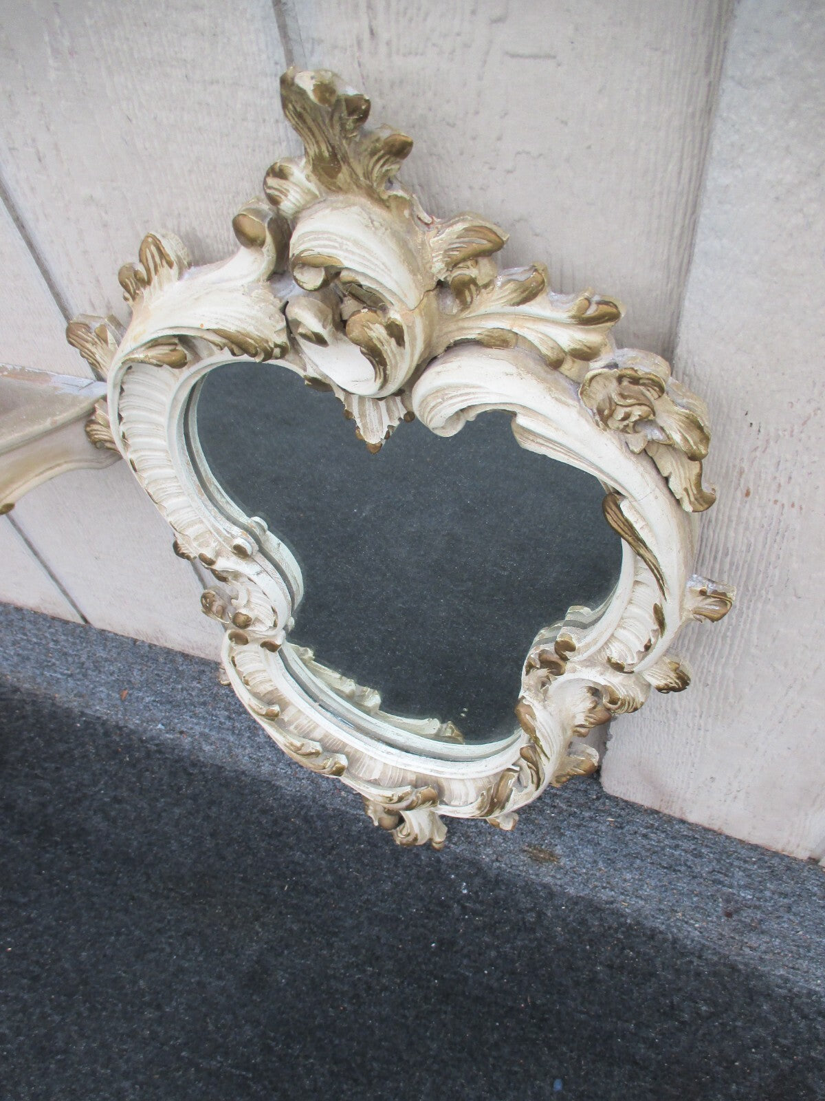 63814   Decorator Marble Top Wall Shelf with Mirror