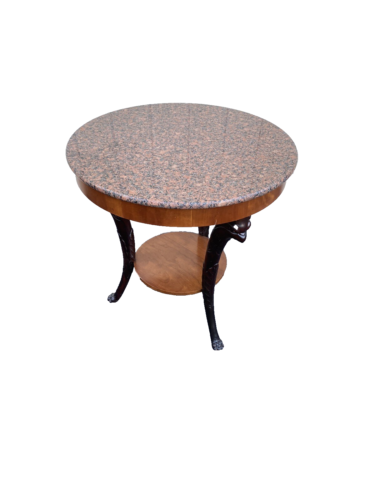 66208 BAKER Furniture Marble Top Lamp Table w/ Bird Carvings